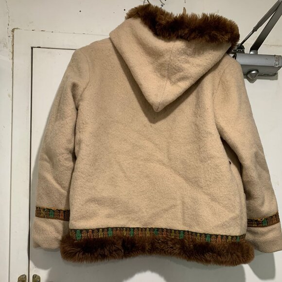 VINTAGE HUDSON'S BAY WOOL FAUX FUR TRIM HOODED JACKETS SIZE S - Picture 4 of 12